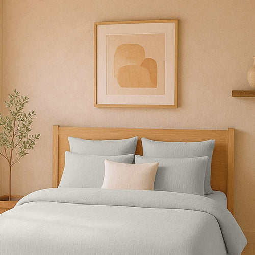 Pillowcase 100% Washed Cotton Gauze Glacier Grey