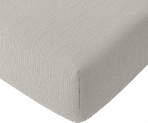 Fitted Sheet - 100% Washed Cotton Gauze - Glacier Grey