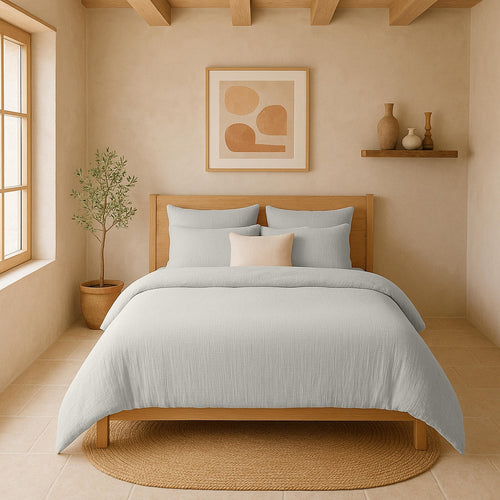 Duvet Cover - 100% Washed Cotton Gauze - Glacier Grey