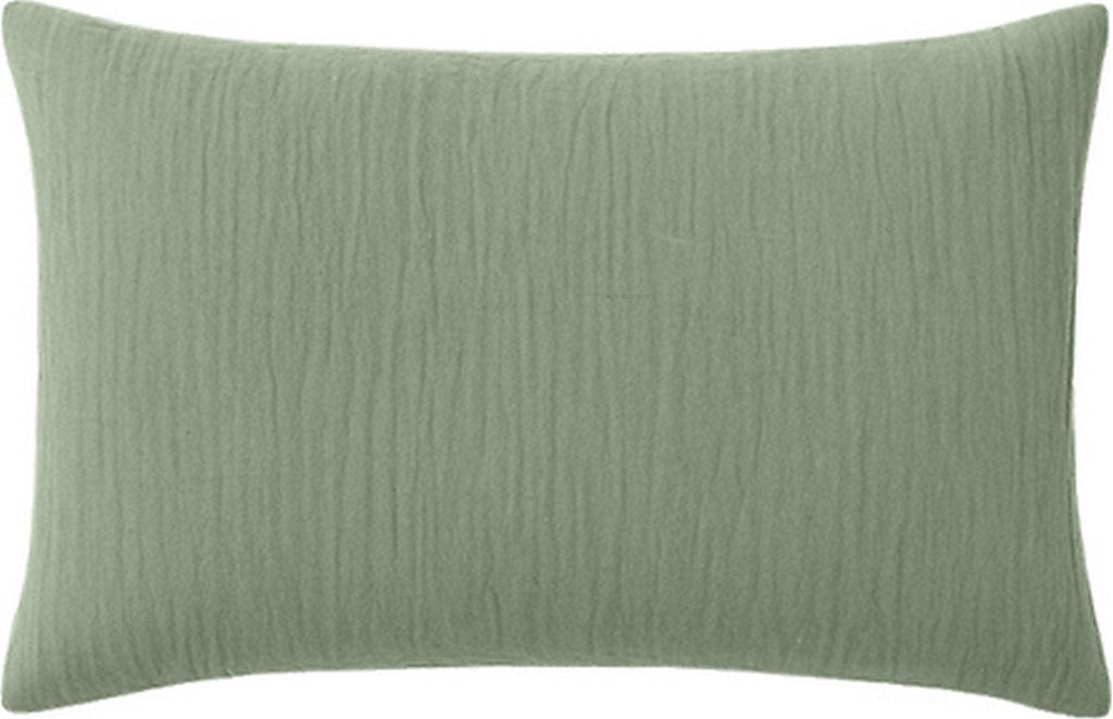 Pur - Taie D'Oreiller - 100% Gaze De Coton Lavé - Vert Givrée