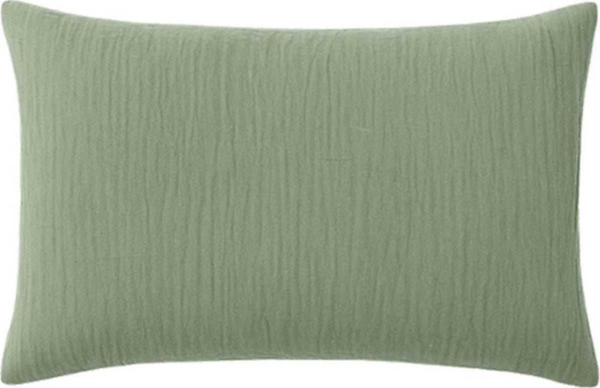 Pur - Taie D'Oreiller - 100% Gaze De Coton Lavé - Vert Givrée