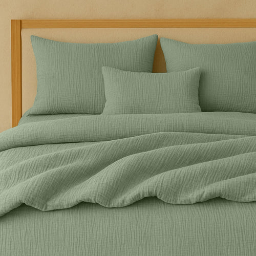 Frosted Green 100% Washed Cotton Gauze Pillowcase