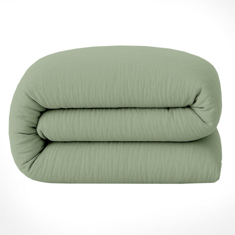 Housse De Couette - 100% Gaze De Coton Lavé - Vert Givrée