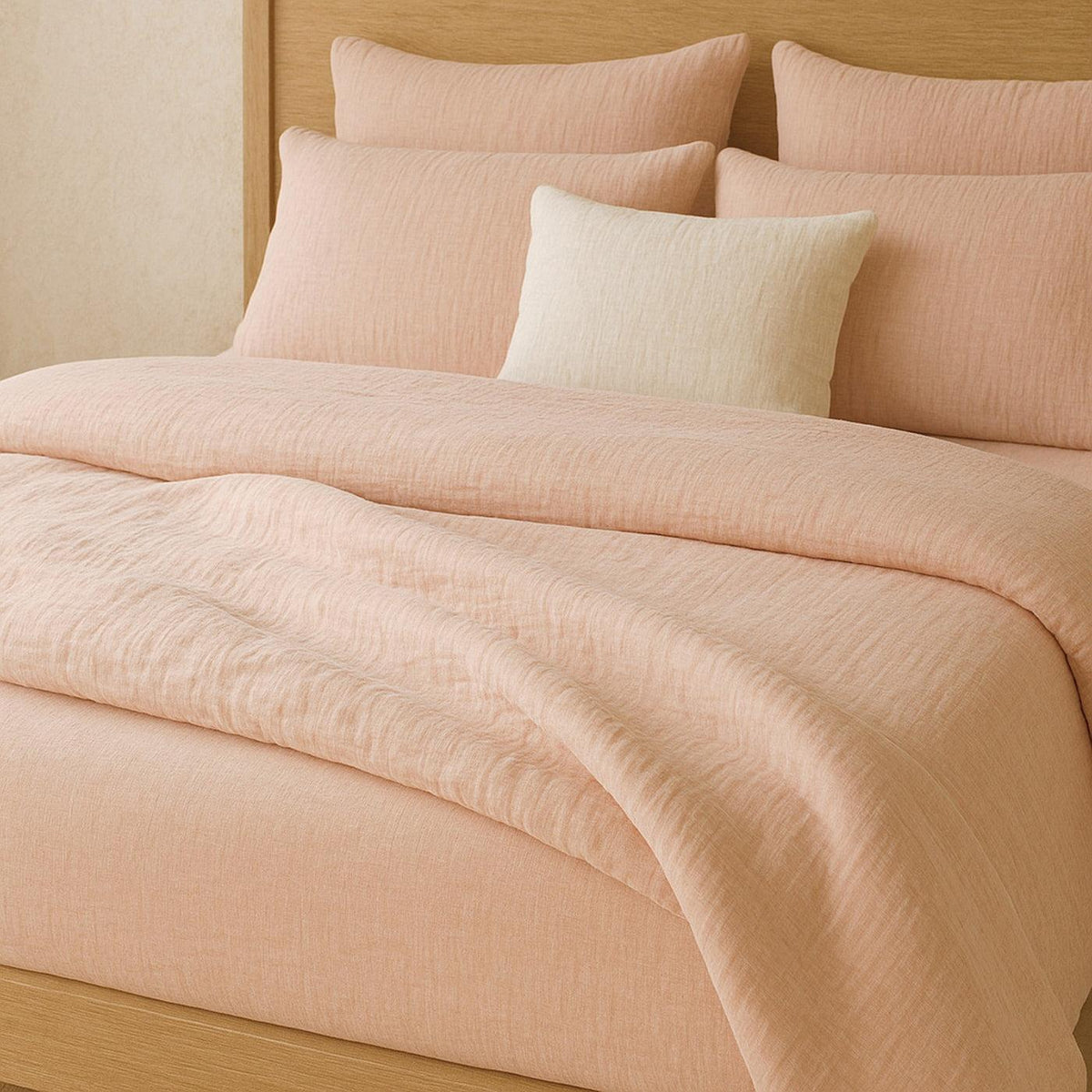 Funda De Almohada 100% Gasa De Algodón Lavado Rosa Lotus
