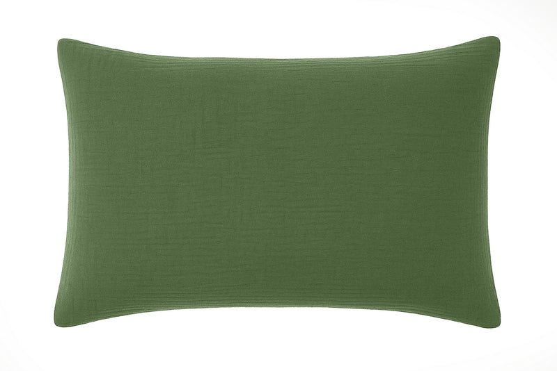 Taie D'Oreiller 100% Gaze De Coton Lavé Vert Cèdre