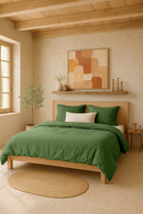 Housse De Couette - 100% Gaze De Coton Lavé - Vert Cèdre