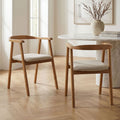 Lot De 2 Chaises Repas En Tissu Texturé Et Bois - Beige