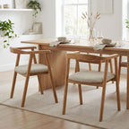 Lot De 2 Chaises Repas En Tissu Texturé Et Bois - Beige