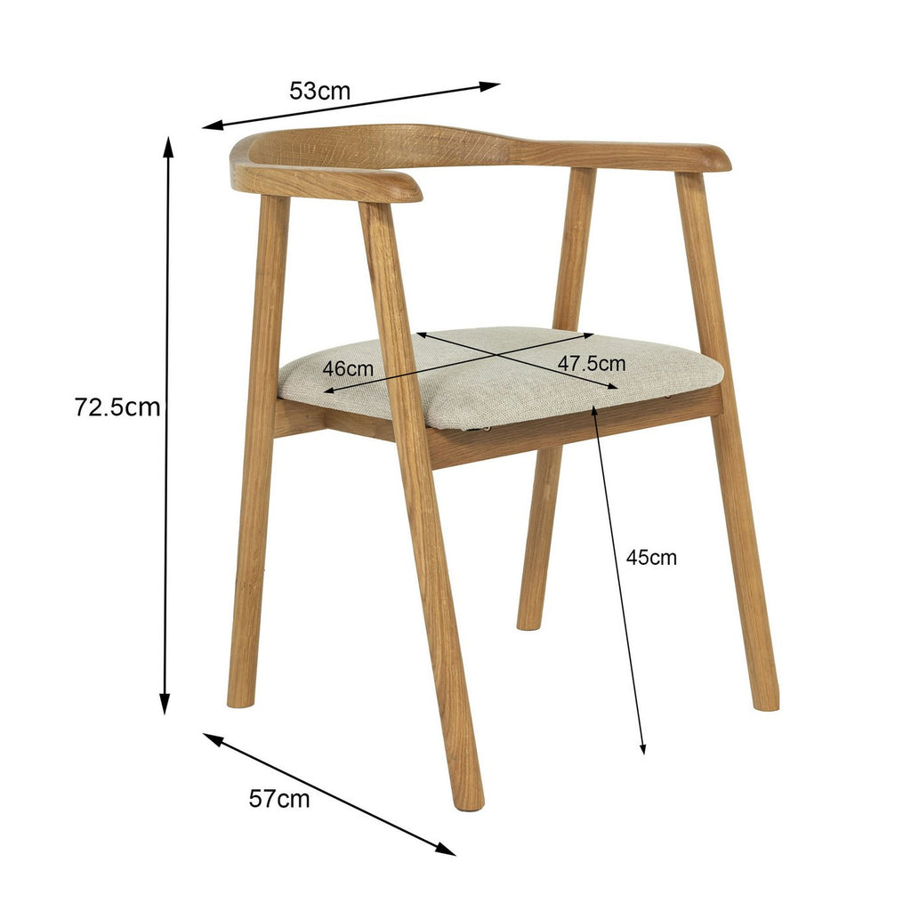 Lot De 2 Chaises Repas En Tissu Texturé Et Bois - Beige