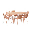 Baca - Ensemble Table De Jardin Ovale + 6 Chaises En Métal - Terracotta