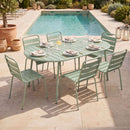 Baca - Ensemble Table De Jardin Ovale + 6 Chaises En Métal - Vert