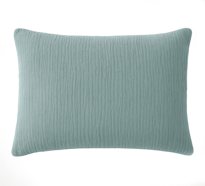 Taie D'Oreiller 100% Gaze De Coton Lavé Bleu Givrée
