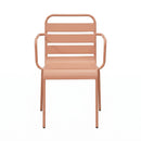 Baca - Ensemble Table De Jardin Ovale + 6 Fauteuils Métal - Terracotta