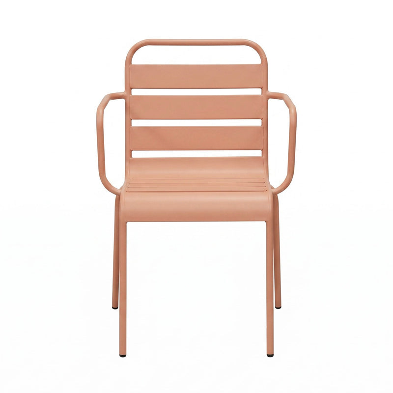Baca - Ensemble Table De Jardin Ovale + 6 Fauteuils Métal - Terracotta