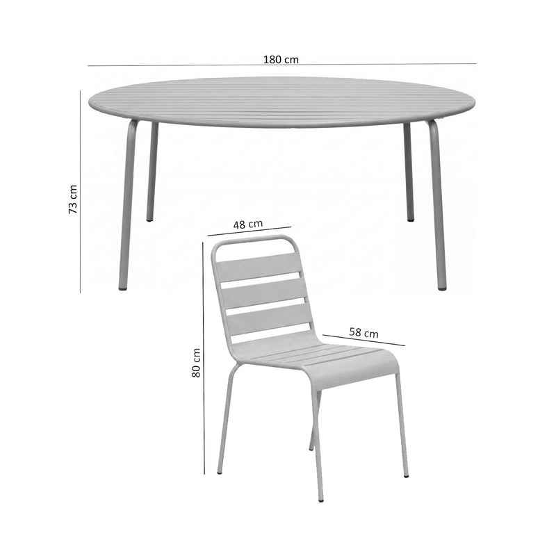 Baca - Ensemble Table De Jardin + 6 Chaises En Métal - Terracotta