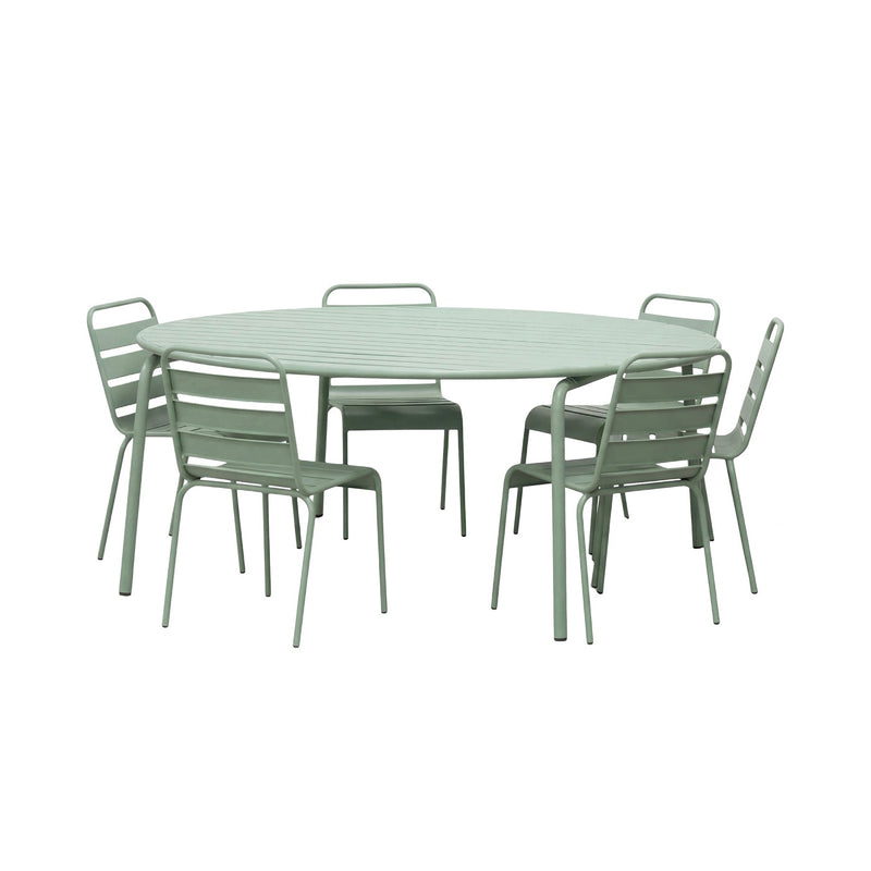 Baca - Ensemble Table De Jardin + 6 Chaises En Métal - Vert