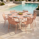 Baca - Ensemble Table Jardin + 6 Fauteuils En Métal - Terracotta