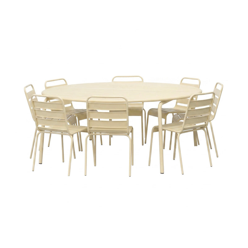 Baca - Ensemble Table De Jardin + 8 Chaises En Métal - Crème