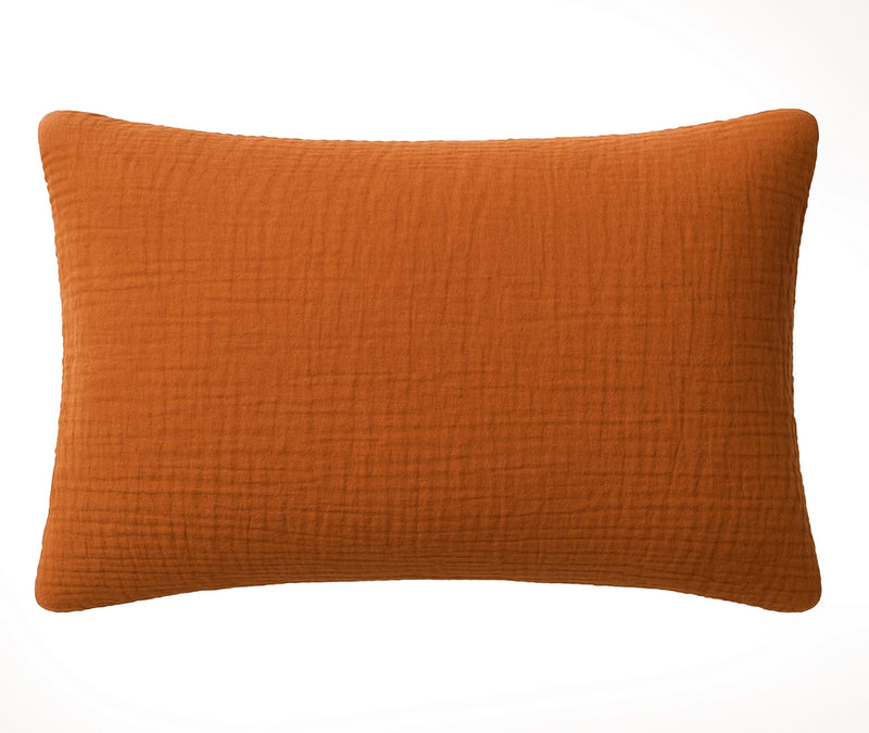 Taie D'Oreiller 100% Gaze De Coton Lavé Safran Minéral