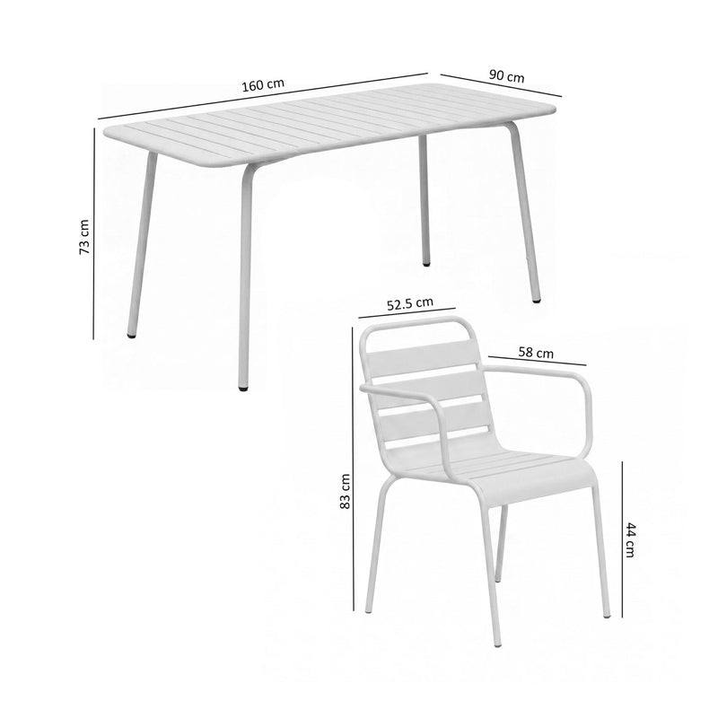 Baca - Ensemble Table De Jardin + 4 Fauteuils En Métal - Beige