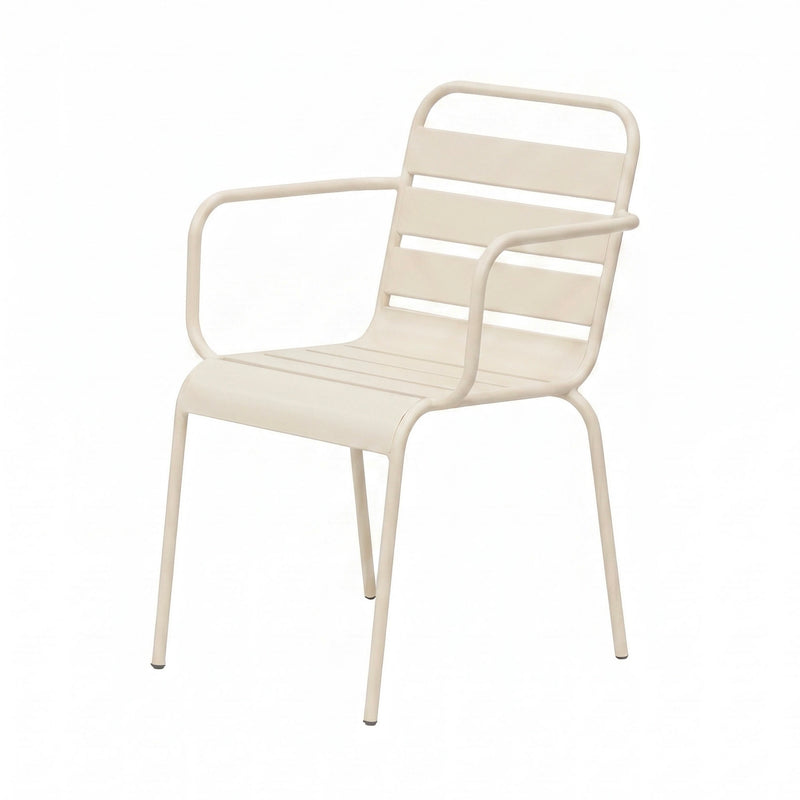 Baca - Ensemble Table De Jardin + 4 Fauteuils En Métal - Beige