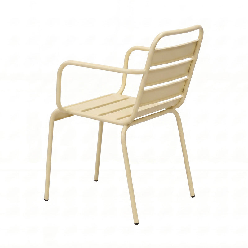 Baca - Ensemble Table De Jardin + 4 Fauteuils En Métal - Crème