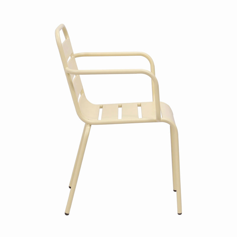 Baca - Ensemble Table De Jardin + 4 Fauteuils En Métal - Crème