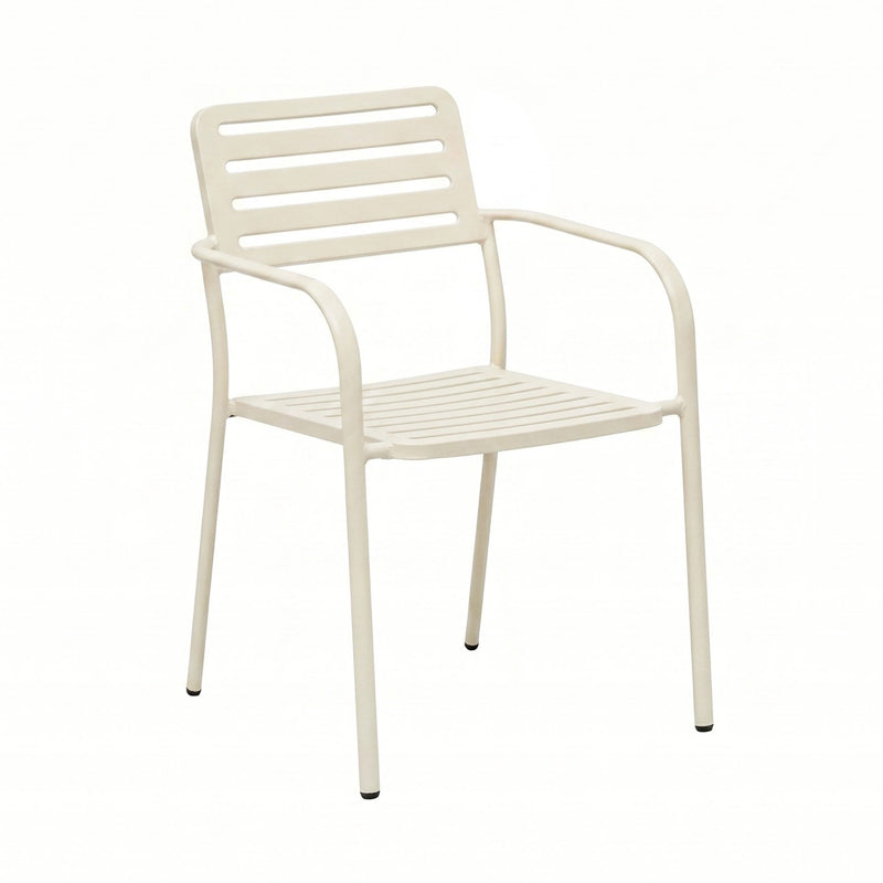 Baca - Table De Jardin + 4 Fauteuils Empilables En Métal - Beige