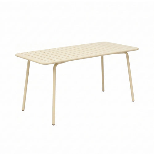 Baca - Table De Jardin + 4 Fauteuils Empilables En Métal - Crème