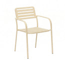 Baca - Table De Jardin + 4 Fauteuils Empilables En Métal - Crème