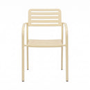 Baca - Table De Jardin + 4 Fauteuils Empilables En Métal - Crème