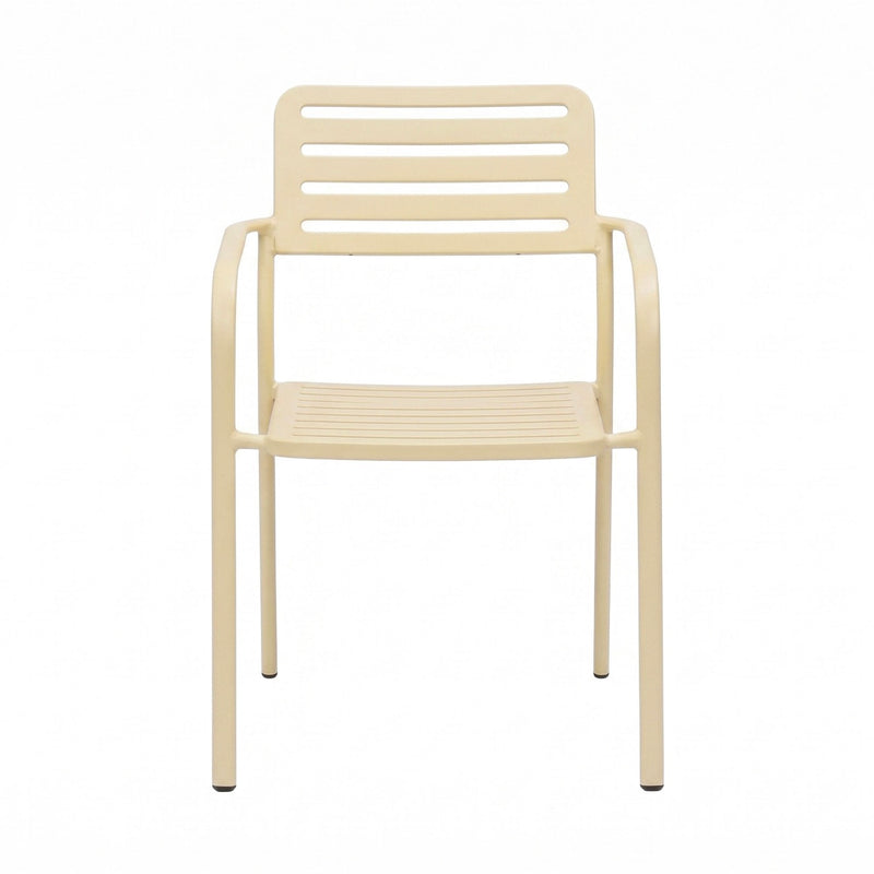 Baca - Table De Jardin + 4 Fauteuils Empilables En Métal - Crème