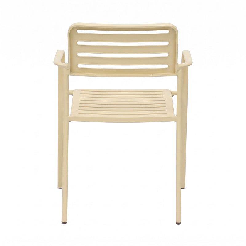 Baca - Table De Jardin + 4 Fauteuils Empilables En Métal - Crème