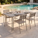 Baca - Table De Jardin + 4 Fauteuils Empilables En Métal - Taupe