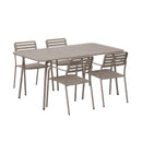 Baca - Table De Jardin + 4 Fauteuils Empilables En Métal - Taupe