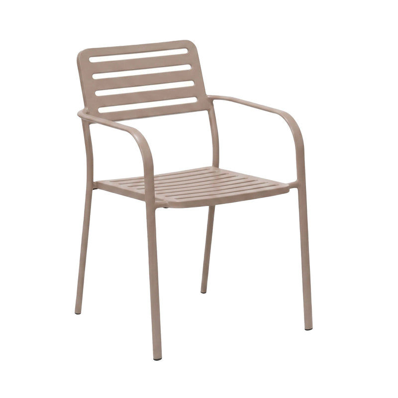 Baca - Table De Jardin + 4 Fauteuils Empilables En Métal - Taupe