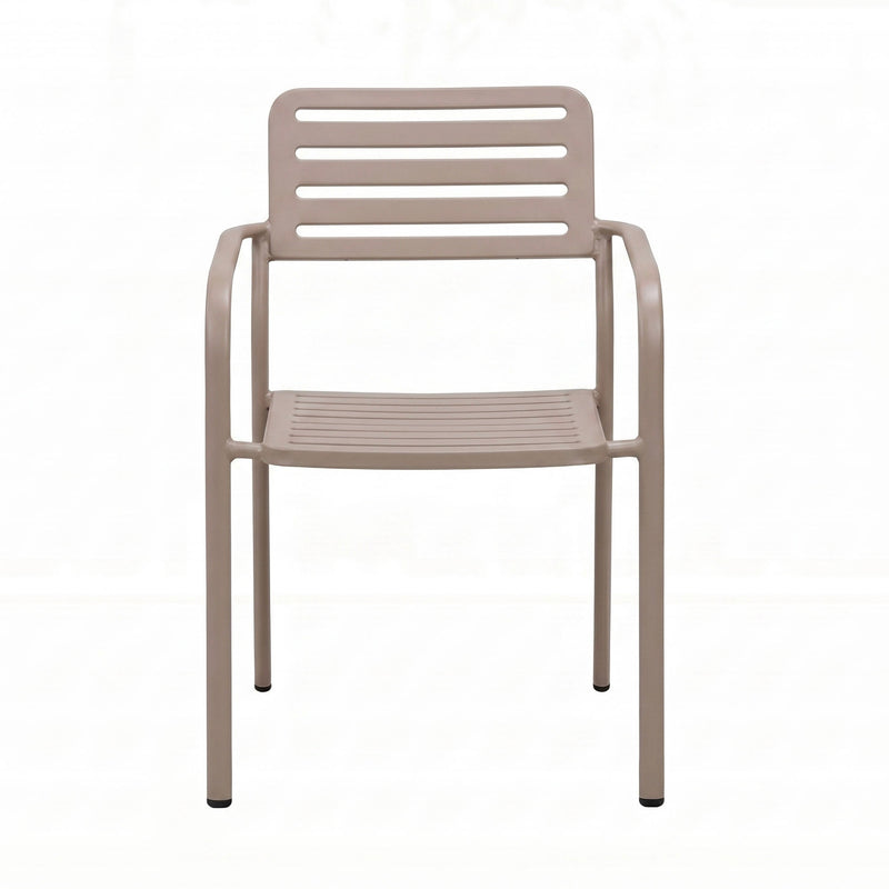 Baca - Table De Jardin + 4 Fauteuils Empilables En Métal - Taupe