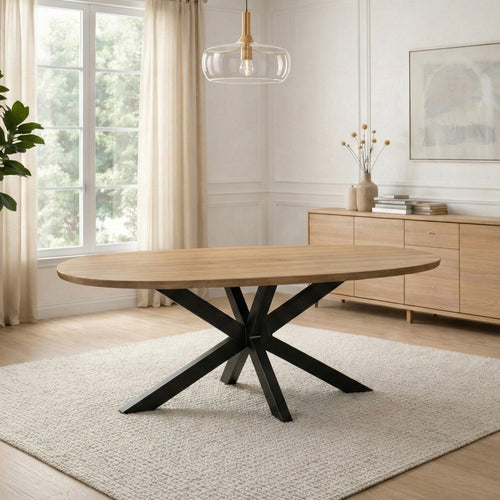 Maelia - Table À Manger Ovale En Bois Exotique - Naturel