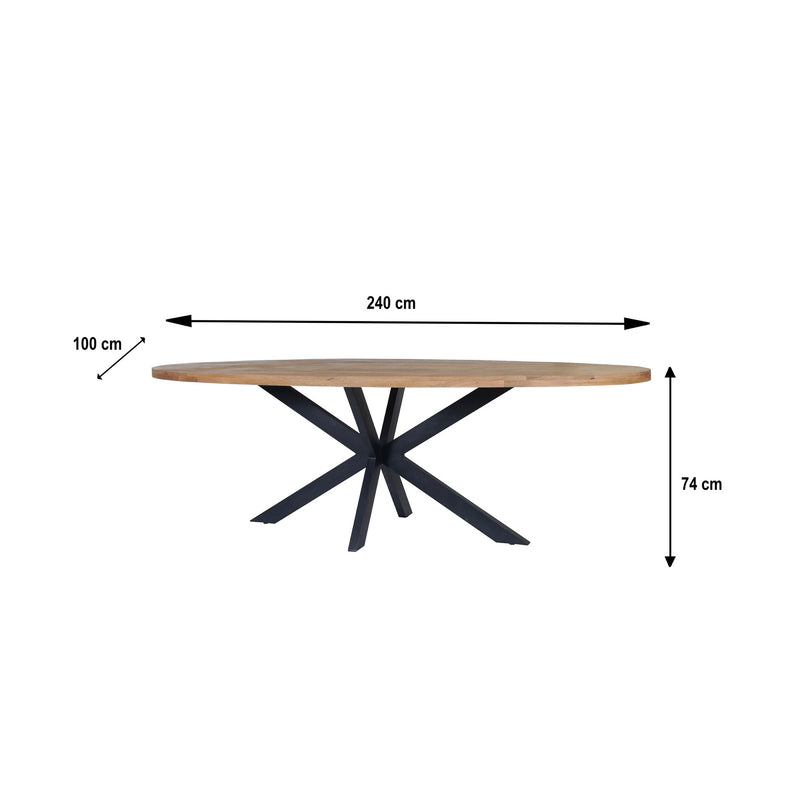 Maelia - Table À Manger Ovale En Bois Exotique - Naturel