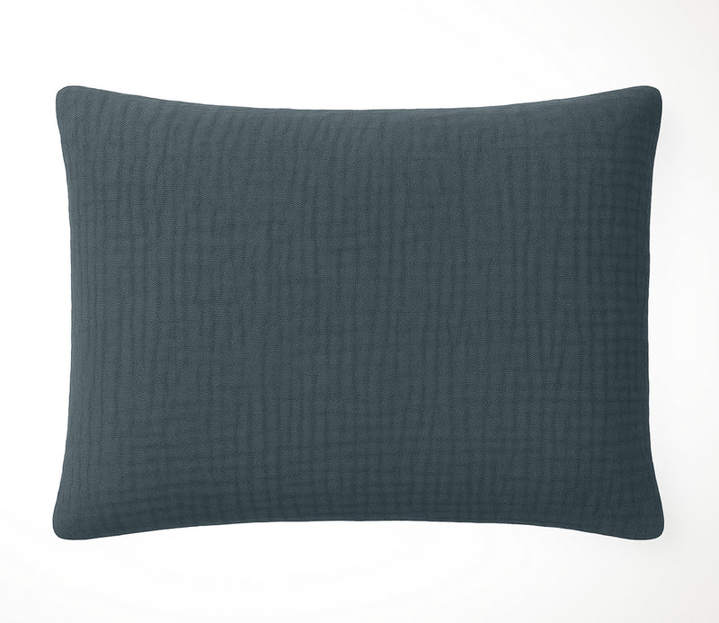 Taie D'Oreiller 100% Gaze De Coton Lavé Bleu Pétrole
