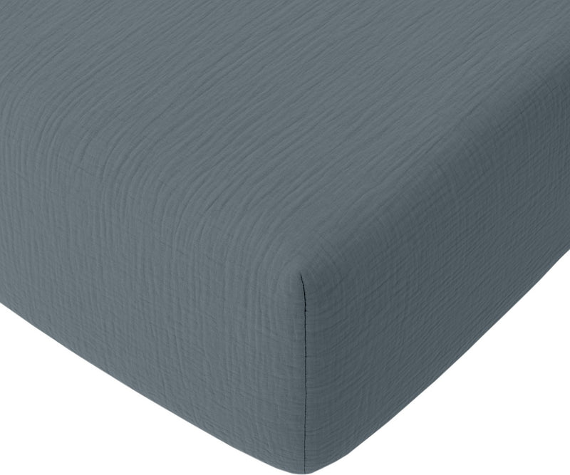 Drap Housse - 100% Gaze De Coton Lavé - Bleu Pétrole