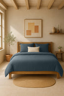 Housse De Couette - 100% Gaze De Coton Lavé - Bleu Pétrole