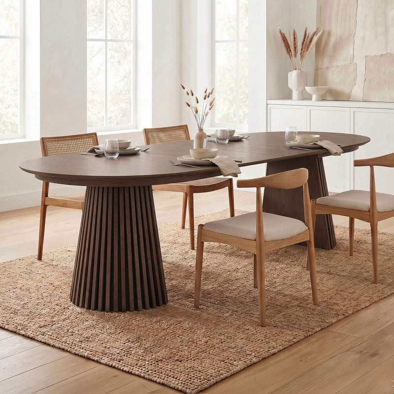 Constance - Table À Manger Ronde Extensible - Chêne Brun