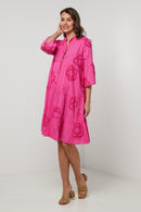 Vestido camisero - Fucsia - Mujer