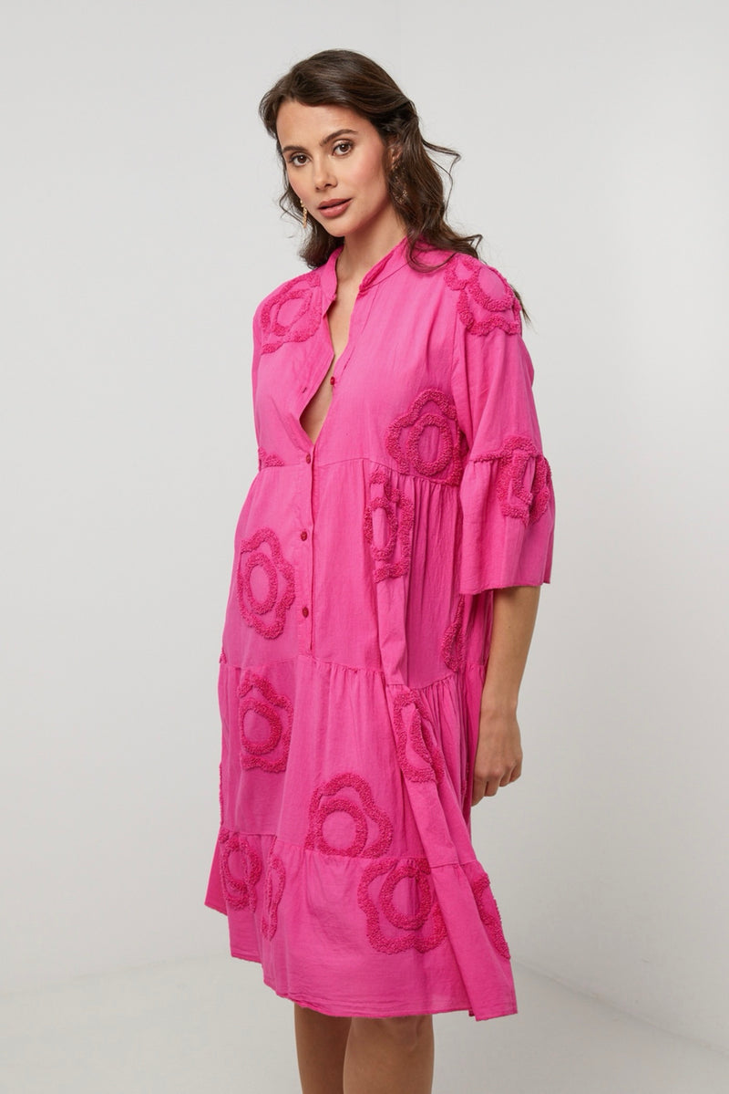 Vestido camisero - Fucsia - Mujer
