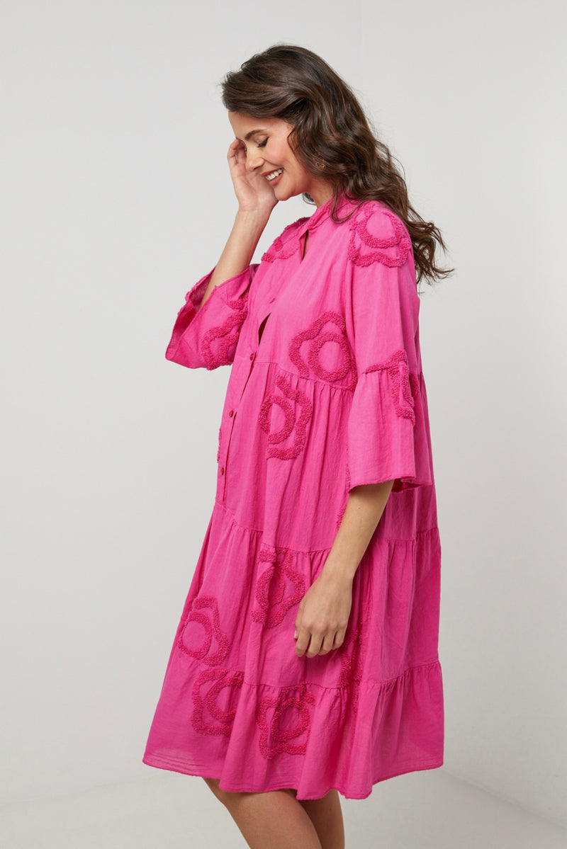 Vestido camisero - Fucsia - Mujer