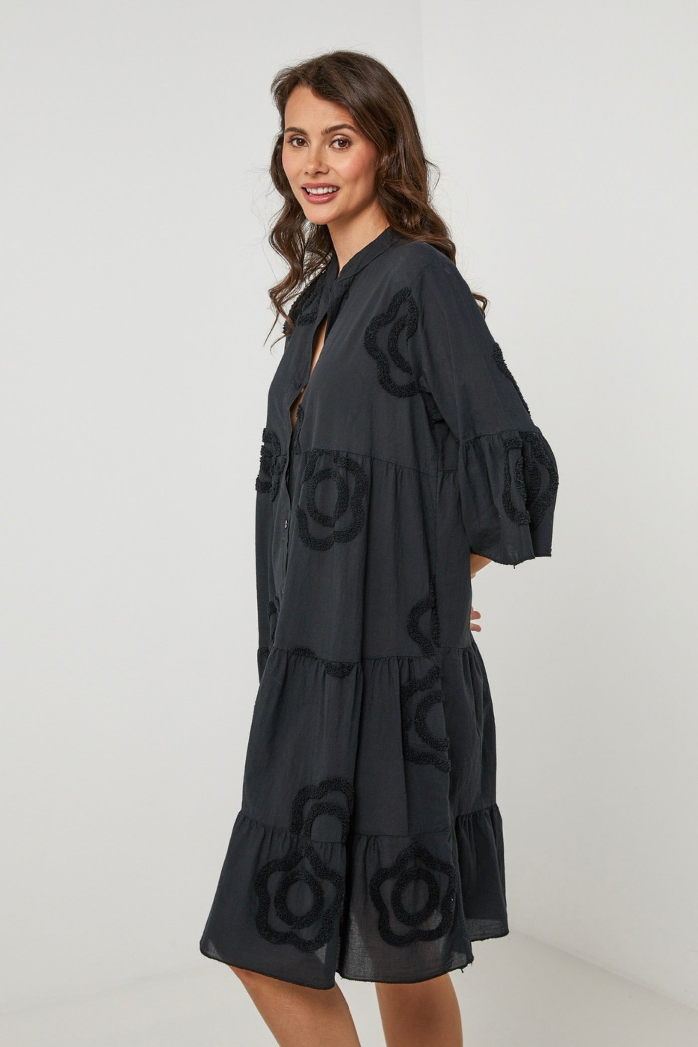 Shirt Dress - Black - Women