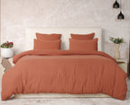 3-Piece Duvet Cover Set 100% Washed Cotton Gauze - Mineral Saffron
