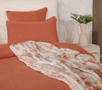 3-Piece Duvet Cover Set 100% Washed Cotton Gauze - Mineral Saffron