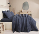 Parure De Couette 3 Pcs 100% Gaze De Coton Lavé Bleu Pétrole